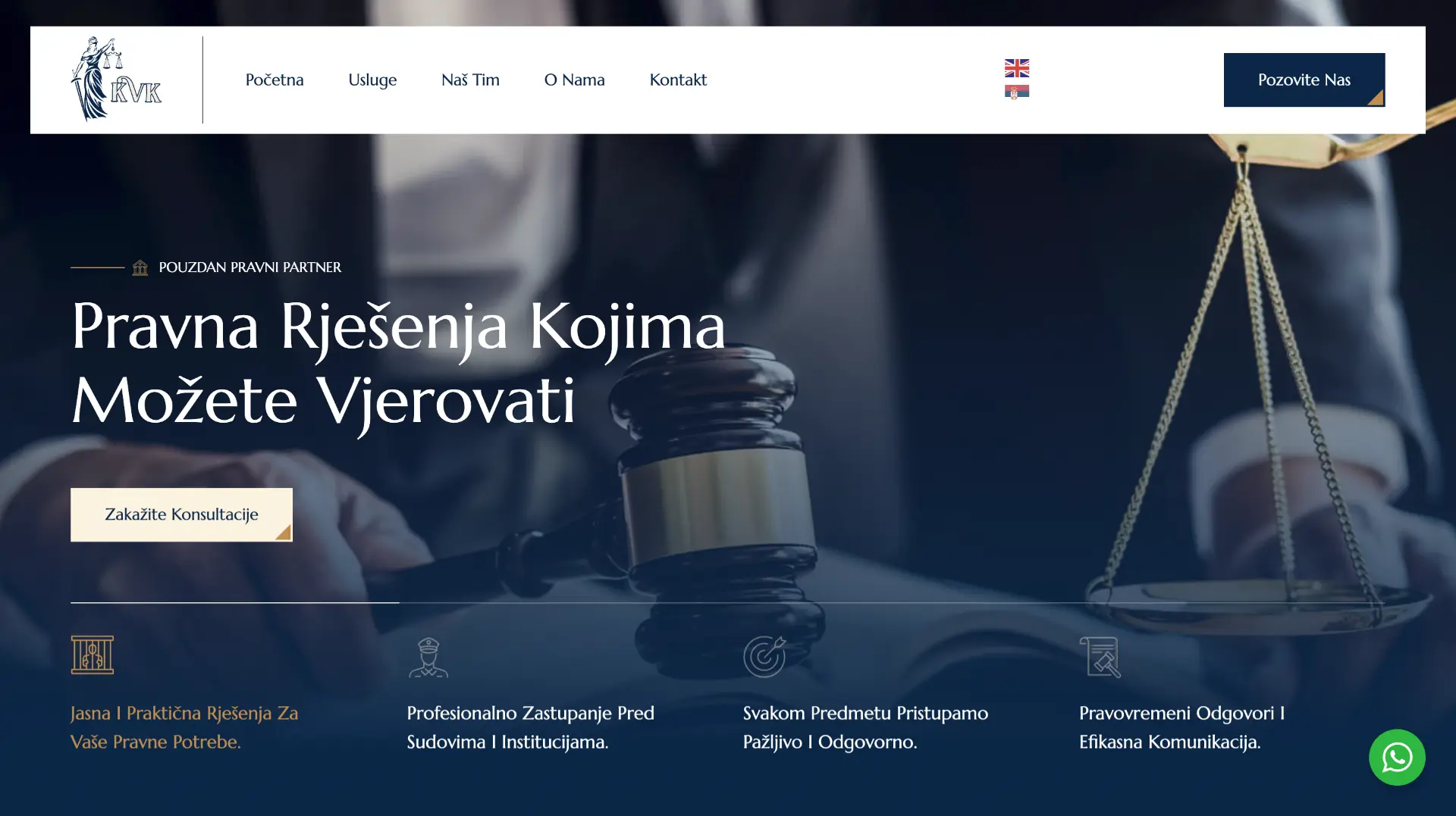 KVK Law — desktop prikaz sajta